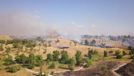 aerial shot of forest fire accident in northern israel during the summer 07