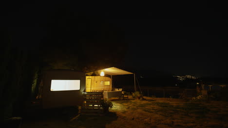 nighttime timelapse with cozy campervans