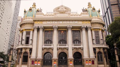 municipal theater rio de janeiro city centre tilt shot