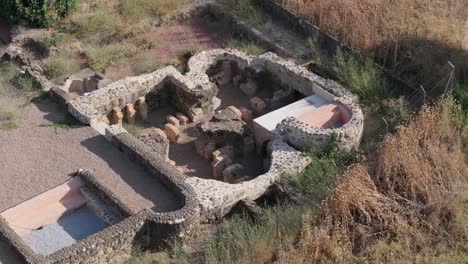 orbital flight with a drone over a restored area of   a roman villa, we appreciated how in that area there was a radiant floor through the pillars so that the smoke could flow in that space