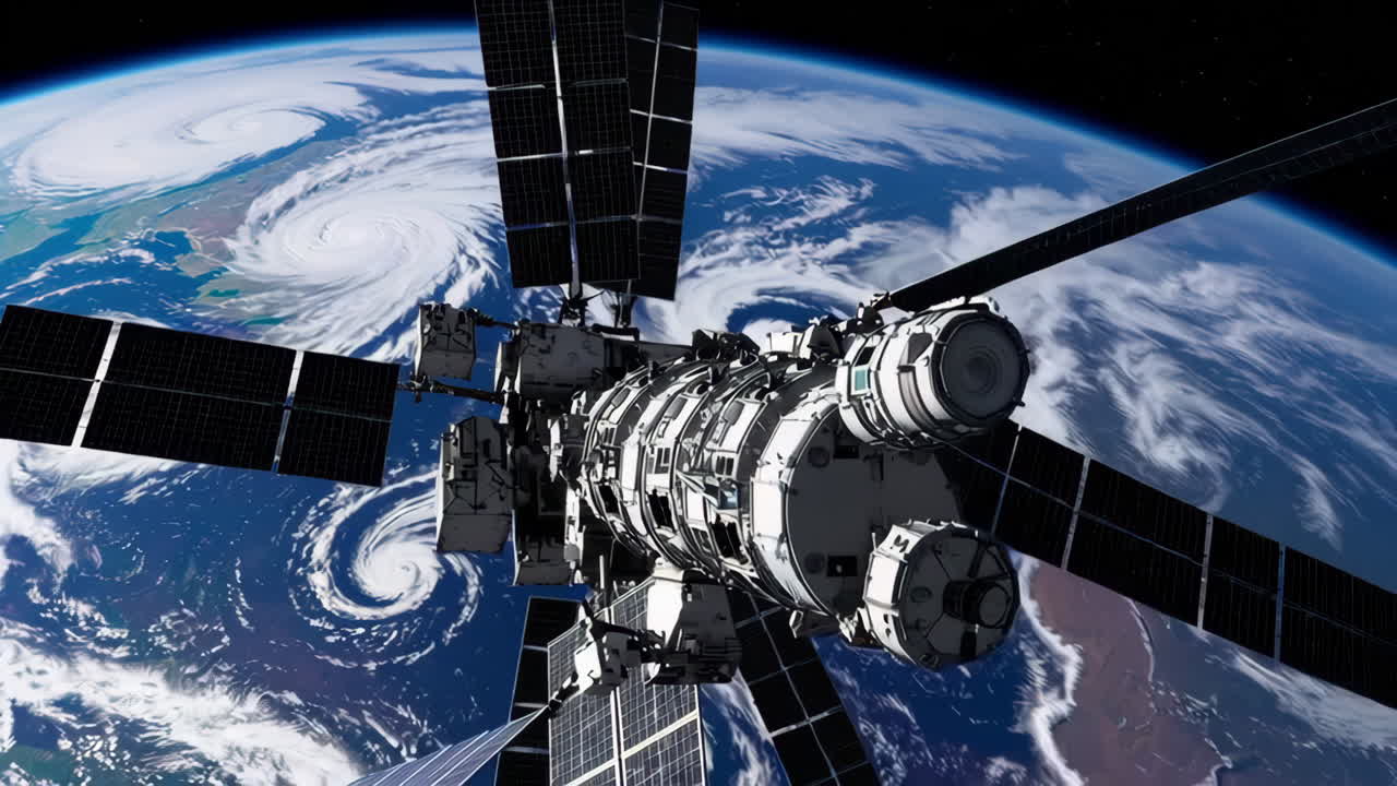 estación espacial en órbita alrededor de la tierra