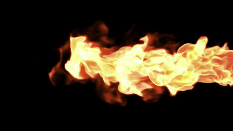 Feuerflammen,-Die-Sich-Drehen-Und-Drehen,-Animation-Auf-Schwarzem-Hintergrund