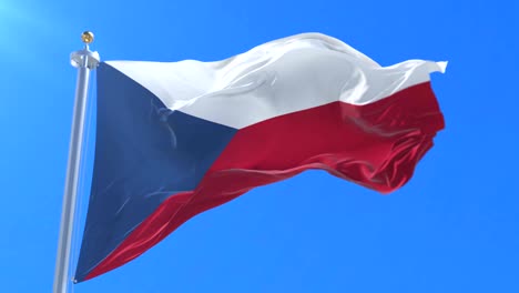 flag of the czech republic waving at wind with blue sky, loop