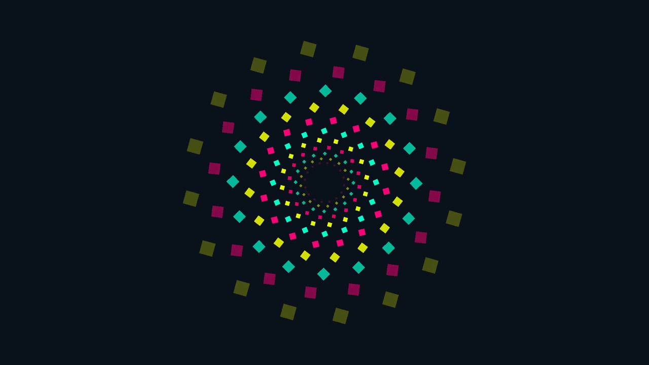 Grafica in Movimento Astratta di Quadrati Colorati Rotanti