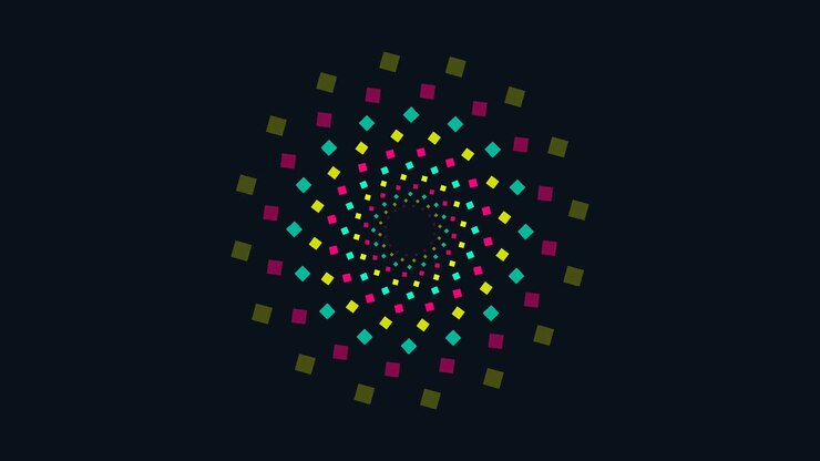 Abstract Motion Graphic of Rotating Colorful Squares