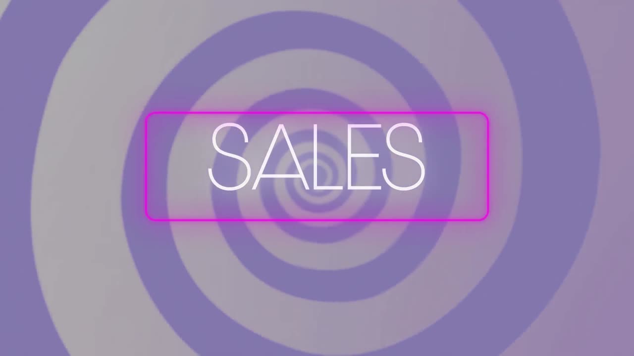 animación del texto de venta en letras blancas sobre un fondo de colores