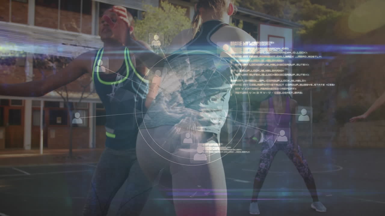 animación de la red de conexiones con los jugadores de baloncesto de todo el mundo