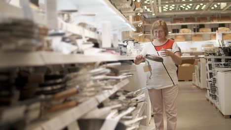 woman shopping for kitchenware in a large home goods store