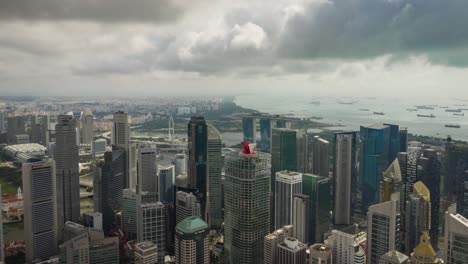 day time singapore cityscape aerial panorama 4k timelapse