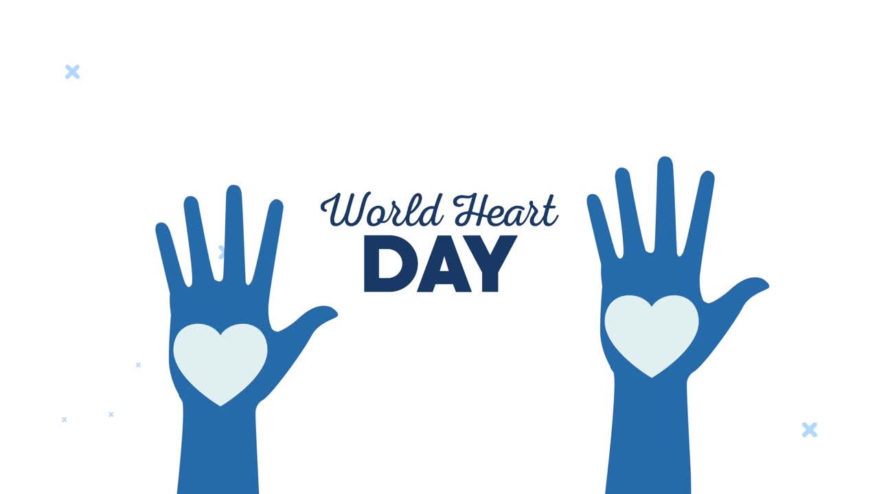 세계 심장 날: 손에 심장을 가진 글자 애니메이션