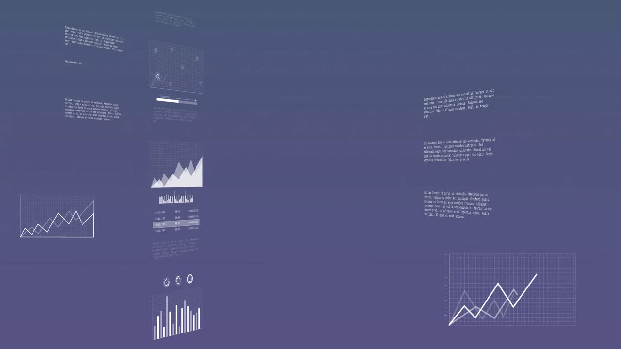 Animation of financial data processing with statistics