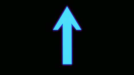 Neon-Arrow-sign-symbol-animation-on-black-background,-motion-graphics-arrow-pointing-up-4K-animated-image-video-elements