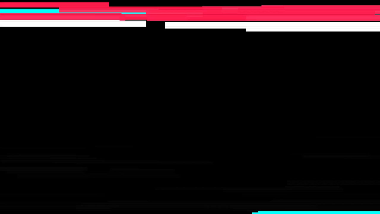 Efecto glitch digital con líneas rojas y cian sobre fondo negro