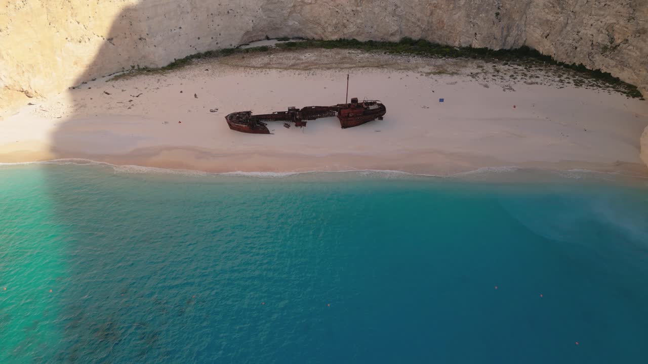 Aerial view of the Navagio beach on Zakynthos island in Greece