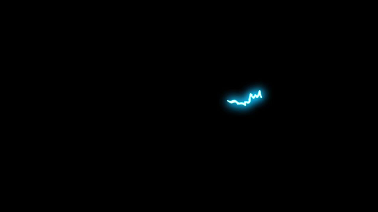 Fulmini elettrici blu animati che lampeggiano su sfondo nero