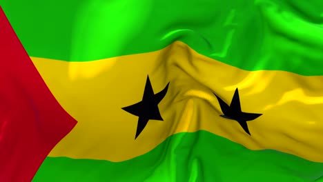 sao tome and principe flag waving in wind slow motion animation . 4k realistic fabric texture flag smooth blowing on a windy day continuous seamless loop background.