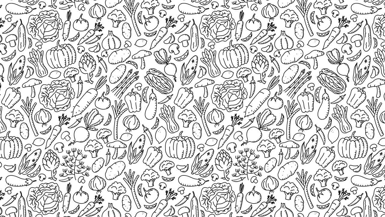 fondo de patrón móvil vegetal, dibujos a mano de niños diseño conceptual, ilustración aislada en fondo blanco animación de bucle sin costuras 4k, con espacio de copia