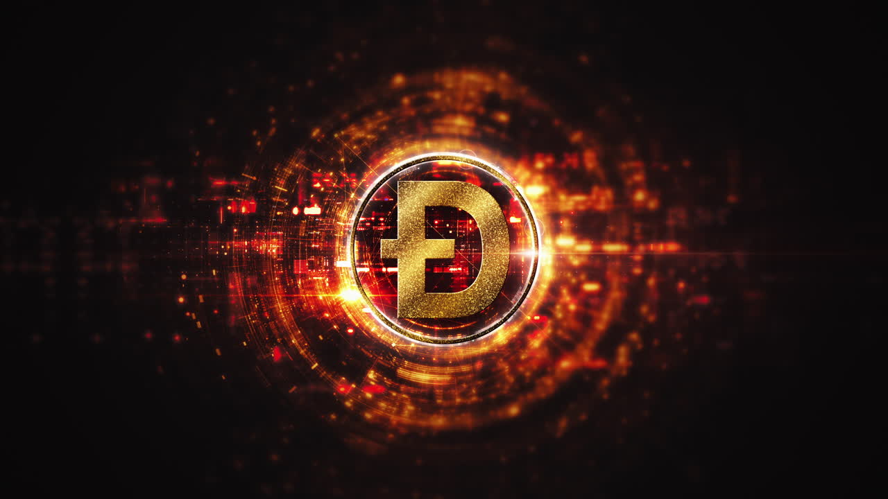 Futuristic digital background highlighting advanced cryptocurrency and encryption technology, featuring blockchain networks and secure cryptographic systems : Doge, Doge coin