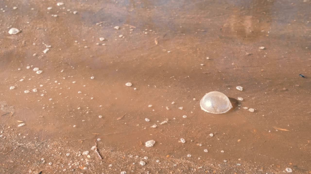 진 웅이에서 큰 거품. 근접.