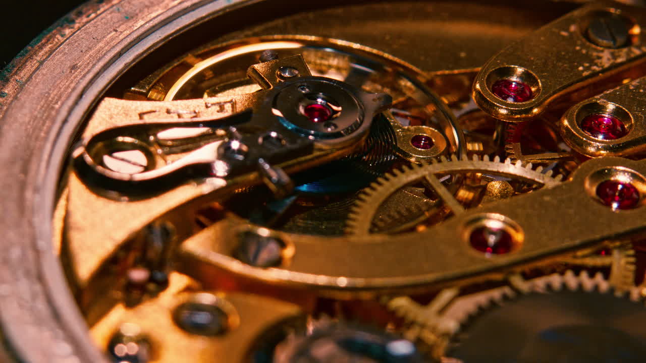 Mechanism and gears of an old pocket watch