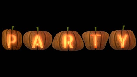 carved pumpkin letters  forming the text party