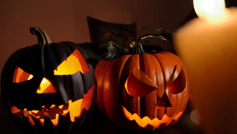 halloween pumpkins with candles