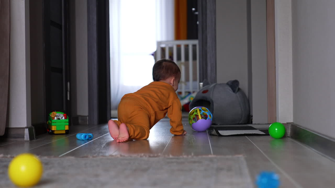 Baby Crawling in a Playroom