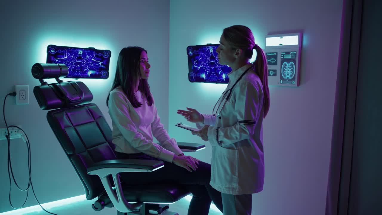 Doctor Consultation in a Futuristic Medical Room