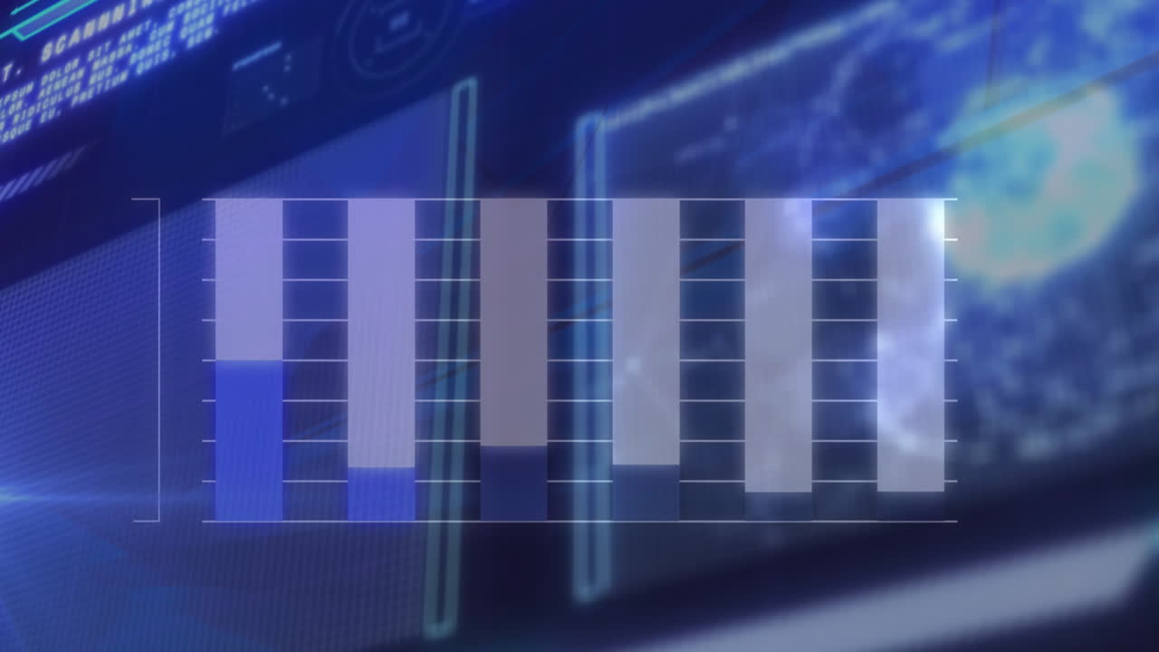 스크린을 통해 통계 및 데이터 처리의 애니메이션
