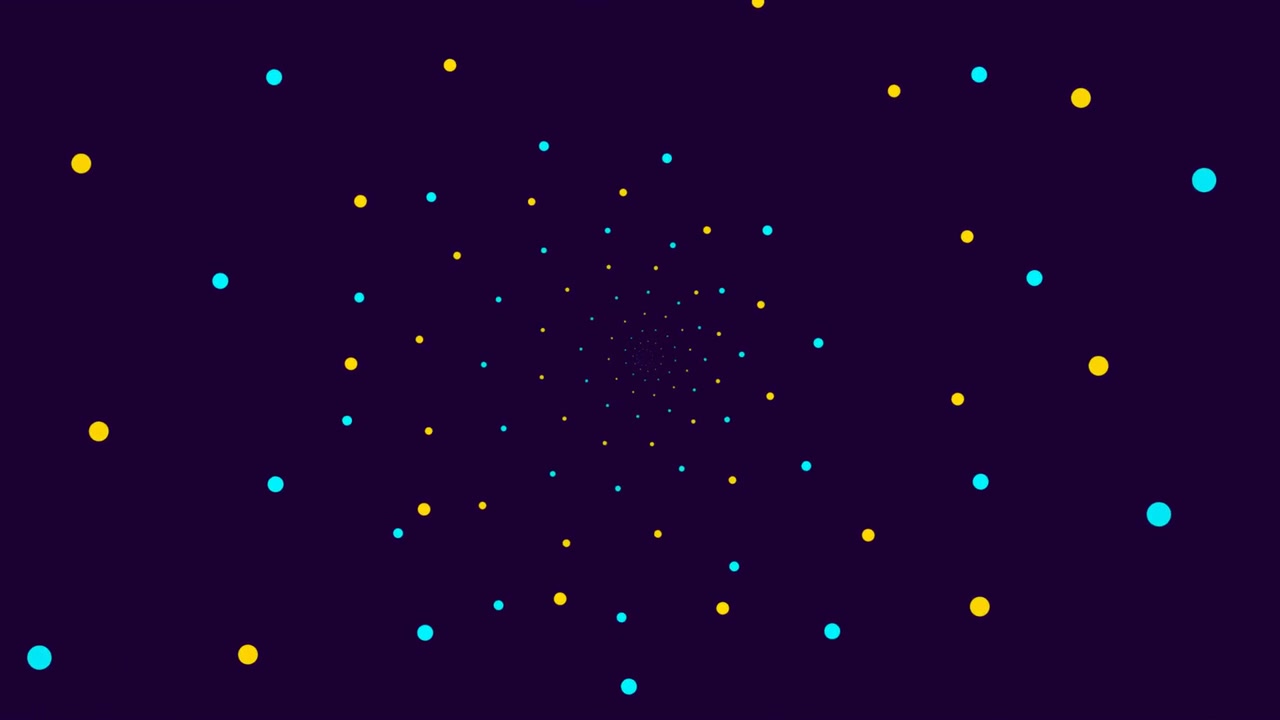 Abstract Animation of Rotating Spiral Dots on Dark Background