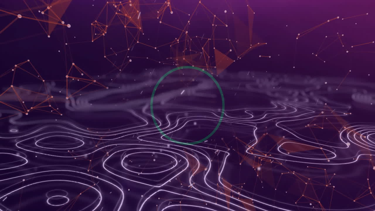 Animation of digital tunnel over shapes moving and circles