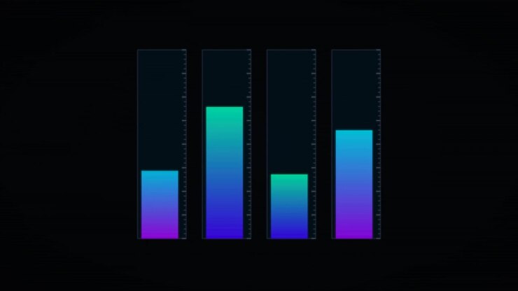 Grafico a barre digitale animato con sfumature di colore