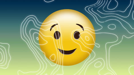 animación del icono de emoji feliz sobre un fondo verde
