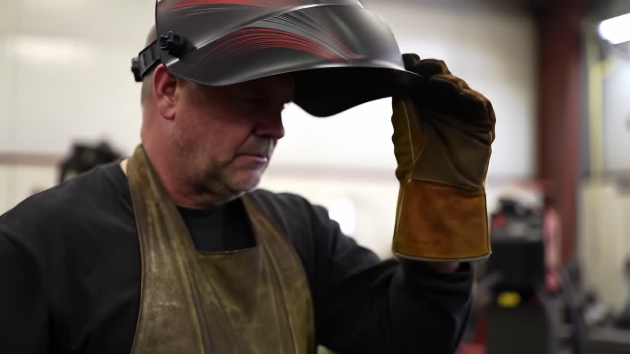 Welder Adjusting Safety Gear
