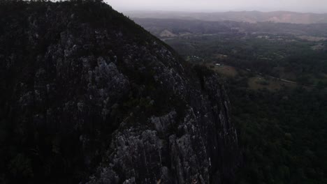 Aerial-View-Of-Glass-House-Mountains-In-The-Hinterland,-Sunshine-Coast-Region,-Queensland,-Australia