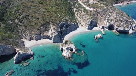 drone footage of kythira greek island beach, greece