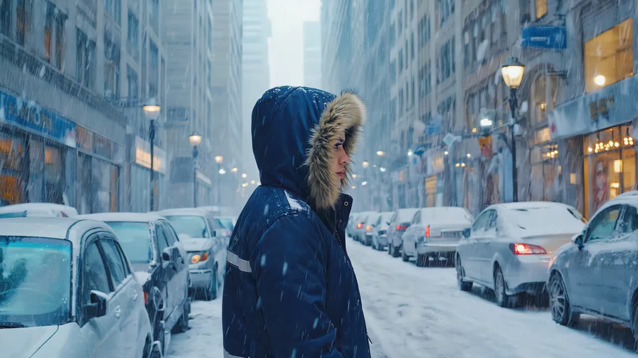 도시에서 눈이 내리는 날