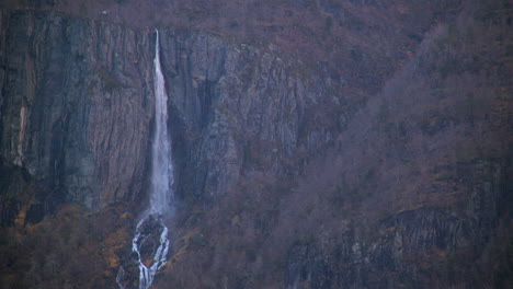waterfall of stolsevi on the hardanger, hardangerfjorden in early morning