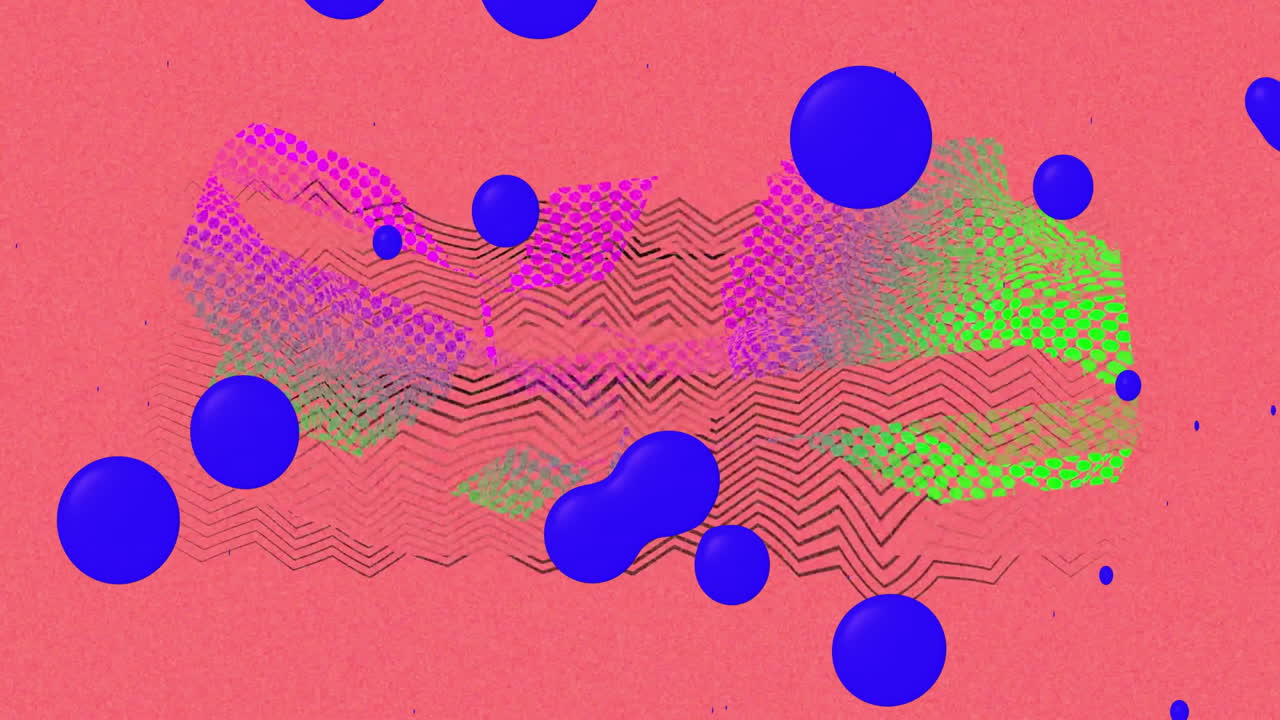 Animation of abstract shapes moving over pink to blue background