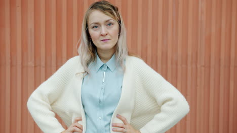 woman in a cardigan and shirt