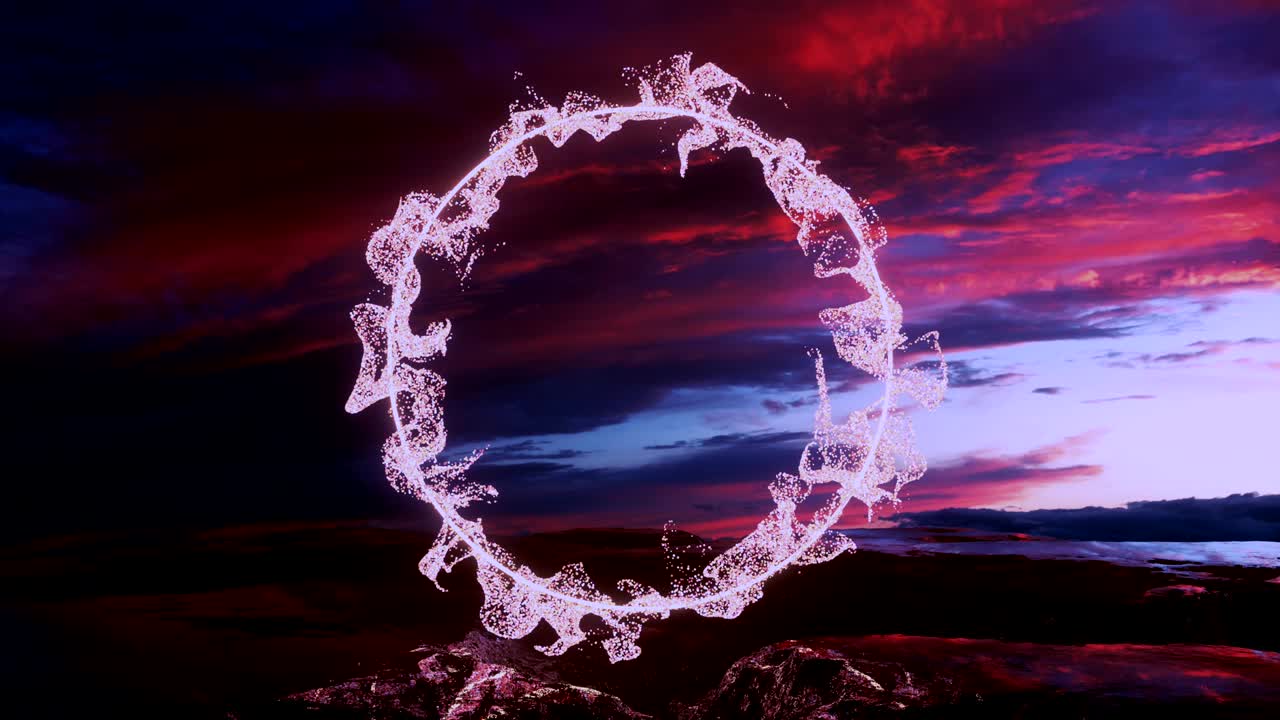 4K Abstract Ring of Particles in a Nature Setting.