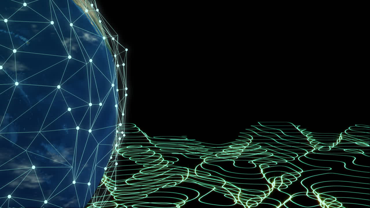 Animation of globe with network of connections on black background