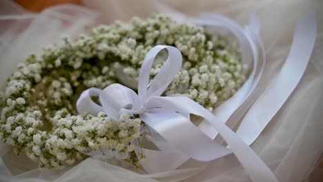 white flower wedding in bow decoration, slowmotion