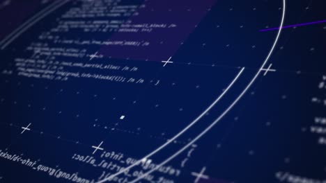 animation of data processing and circles on blue background