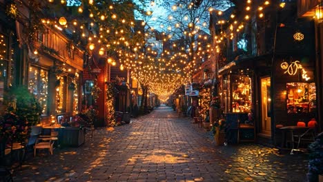 festive city street at night