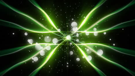 ondas de luz verdes y manchas blancas de luz