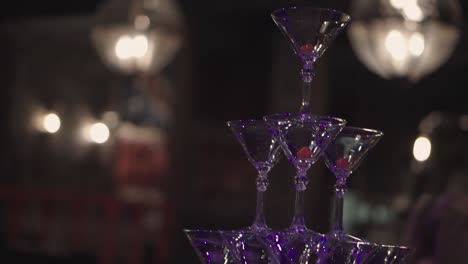 pyramid of martini glasses with berries