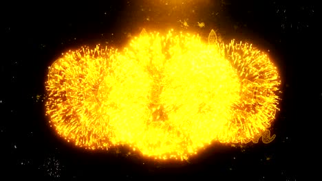 Ramadan Mubarak Text Wish On Firework Display Explosion Particles.
