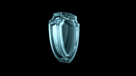 signo giratorio de defensa y seguridad. icono de vidrio transparente
