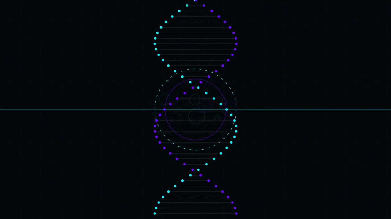 Animated Digital DNA Helix Structure on Dark Background